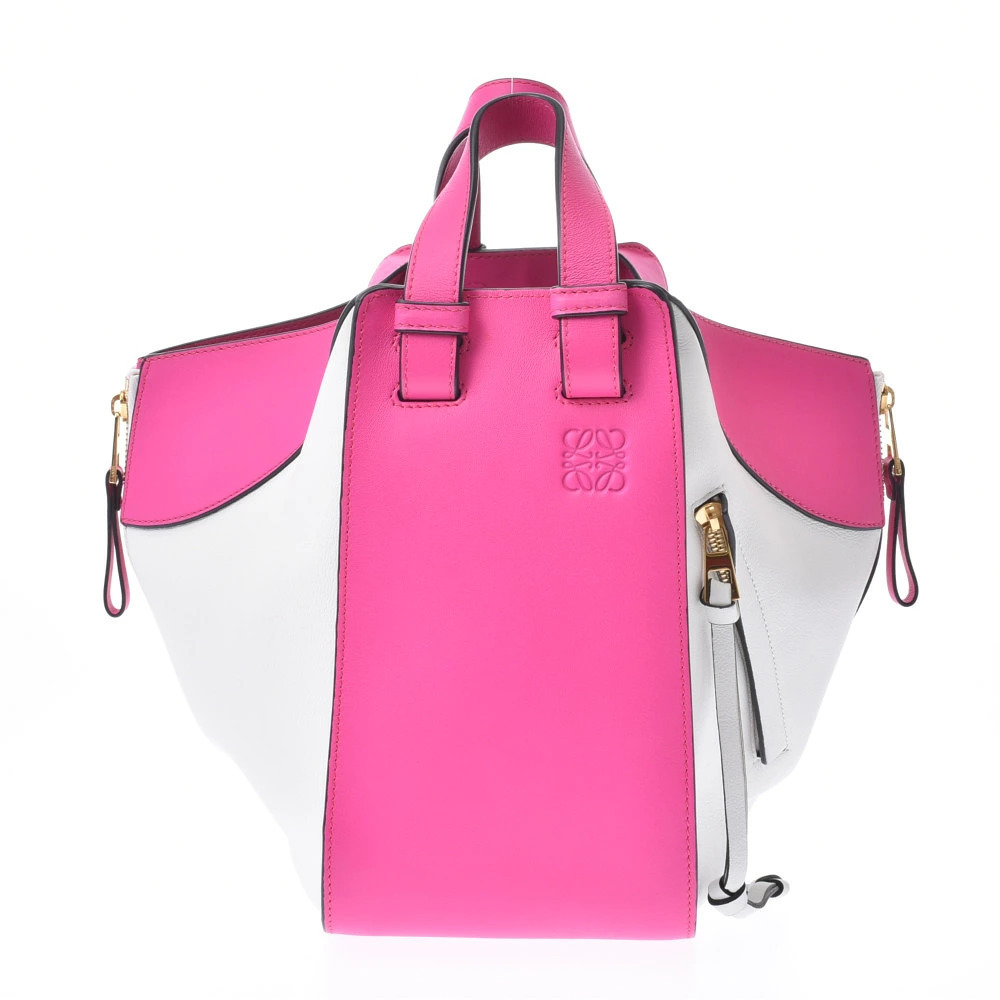 LOEWE Hammock Bag White Shocking Pink Calfskin Handbag